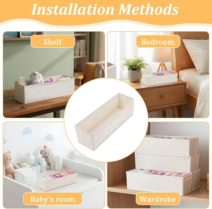 10 Pcs Mini Foldable Clothes Drawer Organizer, Fabric Drawer Organizer for Nursery, Small Drawers Fabric Organizers for Clothing, Sock Underwear Bra Belt Tie Scarves Drawers, Light Beige