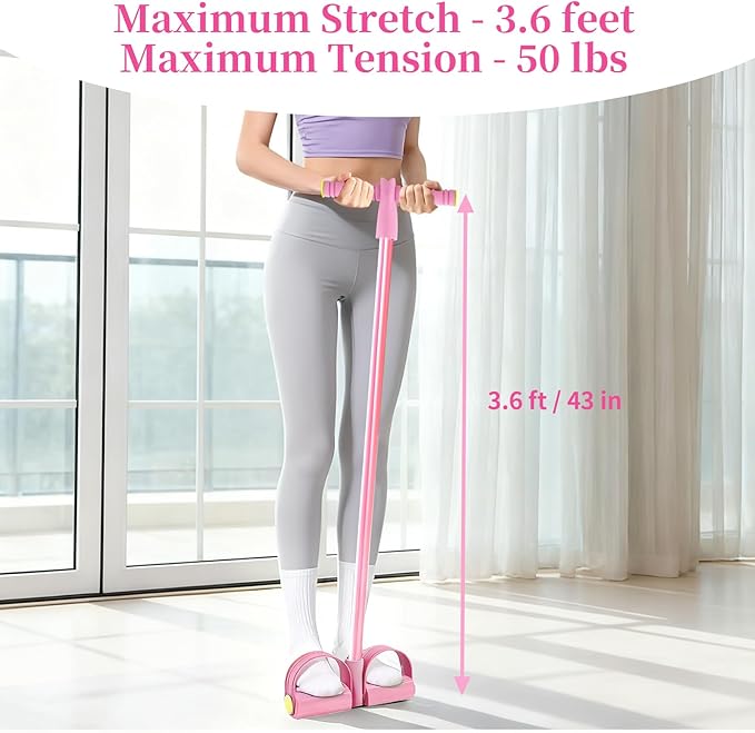 Pedal Resistance Bands with Handles, Upgrade 6-Tubes Manual Tension Training Pedal, Natural Rubber Foot Pedal Resistance Bands, Multifunction Fitness Bands for Abdomen, Waist, Arm, Leg