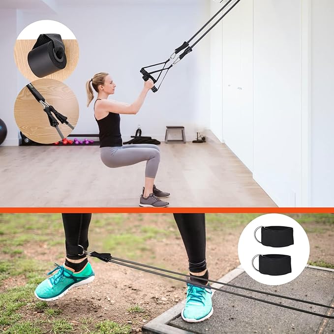 Exercise Resistance Bands with Handles for Working Out, 150/200/250/300 Lbs Workout Bands Set with Door Anchor for Physical Therapy, Yoga, Pilates