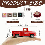Coffee Bar Decor Vintage Mini Metal Pickup Truck Decor with Book Accessories for Coffee Station,Farmhouse Tiered Tray Table Decorations for Home Kitchen, Office, Cafe