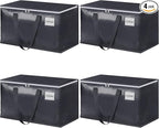 StorageRight Heavy Duty Moving Boxes-Moving Bags with Zipper, Reinforced Handles and Tag Pocket-Collapsible Moving Supplies-Totes for Storage Great for moving, Storage and Travel 93L(Gray-4 Pack)