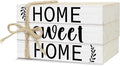 Mini Decorative Books for Home Decor, Small Rustic Wood Book Stack for Table Decor, Home Sweet Home Books for Living Room Bookshelf, Farmhouse Stacked Book Decorations (L32)