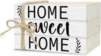 Mini Decorative Books for Home Decor, Small Rustic Wood Book Stack for Table Decor, Home Sweet Home Books for Living Room Bookshelf, Farmhouse Stacked Book Decorations (L32)