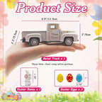 Easter Decorations - Mini Farmhouse Vintage Metal Truck with Easter Eggs & Bunny, White Spring Farm-Style Pickup Decor for Table Tiered Tray Home Kitchen Office Keepsake Gifts