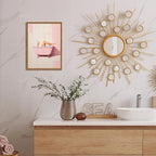 Funny Pink Girl Bathroom Wall Art, Cute Girly Bathtub Wall Decor Painting Trendy Pastel Woman and Martini Bathroom Poster Canvas Print Artwork 16x24 inch Framed