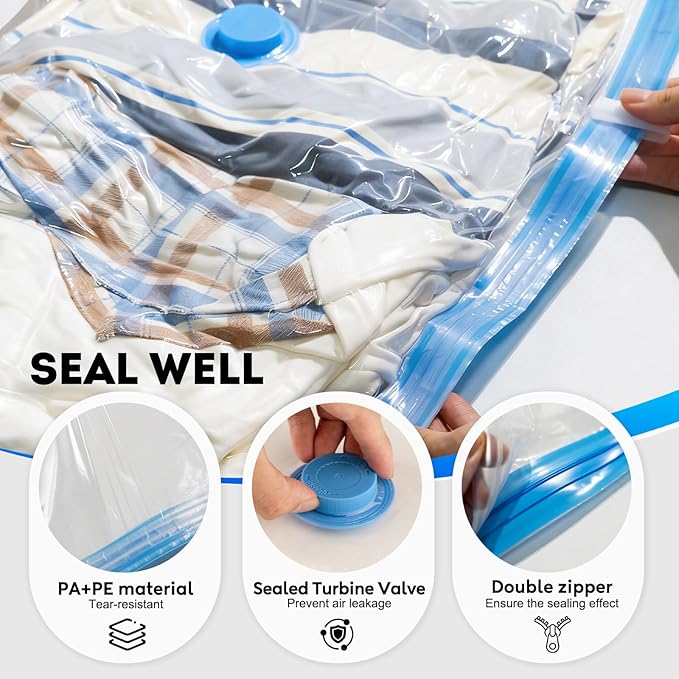 Mapambo Travel Vacuum Bags with -4000Pa Electric pump, 15 Pack Vacuum Seal Bags for Clothing Travel in 3 Combo sizes, Space Saver Vacuum Storage Bags, Saving up to 80% of Space (15 Combo Pack)