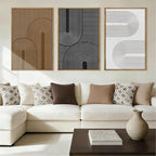 Extra Large Abstract Modern Wall Art Abstract Line Wall Decor Framed Dark Wall Painting Neutral Print Decor Geometric Artwork Minimalist Modern Home Decor for Living Room Bedroom Office 24x36 Inches Set of 3