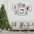 Egofine 9x12 Picture Frames Set of 4, Made of Solid Wood Covered by Plexiglass 5x7 and 6x8 with Mat or 9x12 without Mat, for Table Top Display and Wall Mounting Photo Frame Light Grey