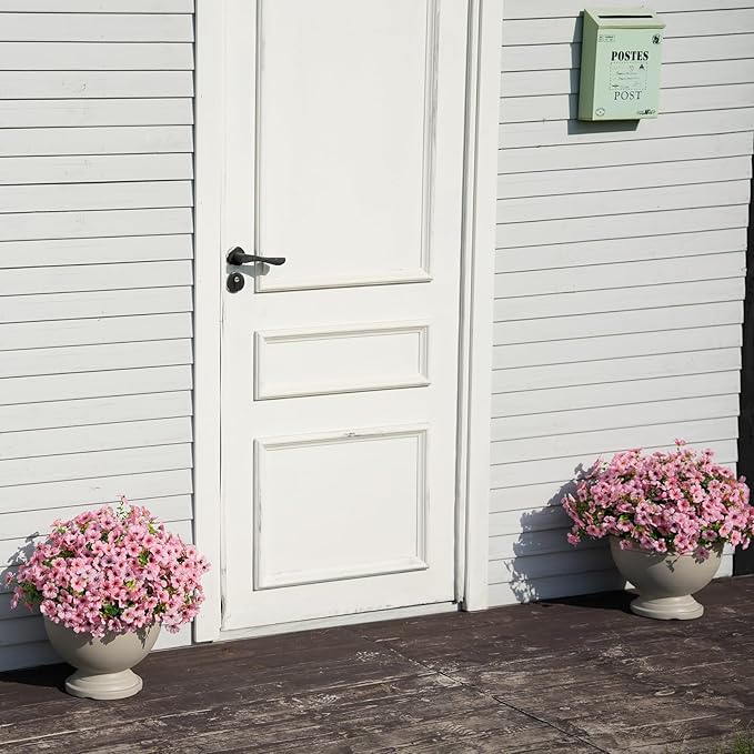 16 Bundles Artificial Flowers for Outdoor Realistic Faux Flower Spring Summer Garden Home Decoration, Hanging Daisy with Eucalyptus Leaves Fake Plants Greenery Balcony Porch Patio Front Door Decor