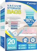 Vacuum Storage Bags with Hand Pump, Plastic Packaging Bags, 80% Space Saver Vacuum Seal Bags for Clothing, Travel Lugggage, Blankets, Comforters, 20 Combo