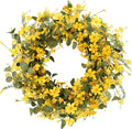 J'FLORU Artificial Spring Wreath 22 Inch Summer Wreaths for Front Door Yellow Daisy Wreath for Indoor Outdoor Home Decor and Easter Celebration