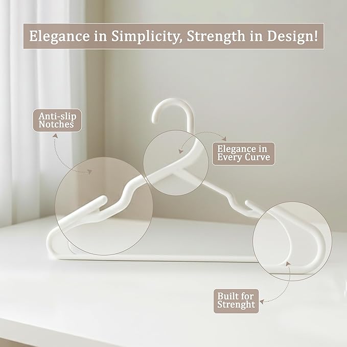 Utopia Home Clothes Hangers 20 Pack - Plastic Hangers Space Saving - Durable Coat Hanger with Shoulder Grooves (White)