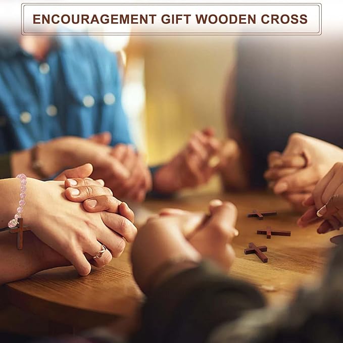 80 Pack Wooden Cross, Wall Crosses Wooden Crosses for Crafts, Wooden Pocket Cross Charms Keychain, Wooden Crosses Pedants for Church Praying, Easter Egg Fillers