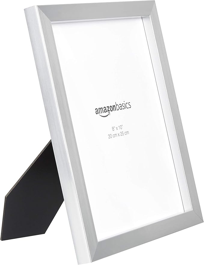 Amazon Basics Rectangular Photo Picture Frame, 8" x 10", Pack of 2, Nickel