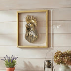 Newinhome Animal Heads Wall Decor (Includes Metal Frame) Resin Animals Sculptures Head Wall Hanging Decoration Gold vintage Wall Sculpture for Living Room Bedroom Office(Rooster)