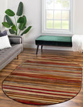 Unique Loom Barista Collection Area Rug - Icatu (4' 1" x 6' 1" Oval, Beige/Brown)