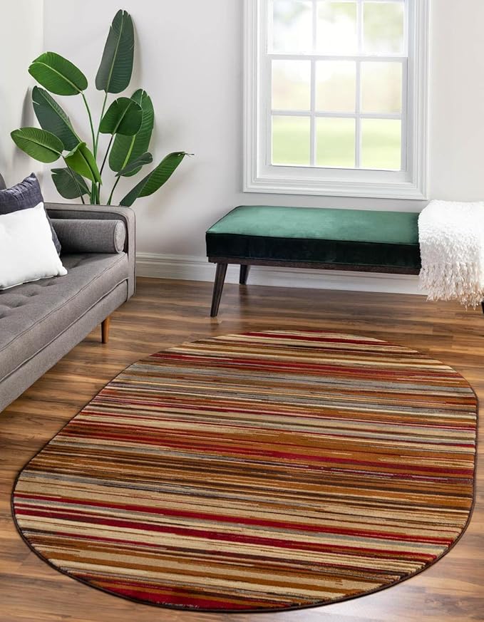 Unique Loom Barista Collection Area Rug - Icatu (2' 2" x 3' 1" Oval, Beige/Brown)