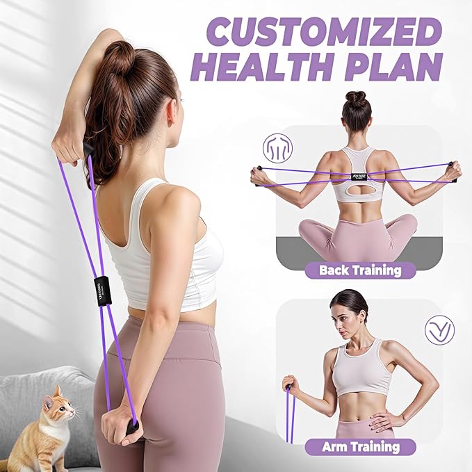 Figure 8 Resistance Bands for Women Men, Exercise Bands with Handles, 8 Shaped Resistance Bands for Back, Arm, Chest & Shoulder Workout, Home Gym Equipment for Yoga, Pilates, Physical Therapy