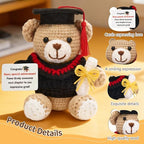 Crochet Graduation Bear 2026, Handmade Knitted Teddy Bear with Cap, Graduation Gifts 2026 for Him Her, Emotional Support Crochet Animal for College High School Graduate Student Daughter Son Friend