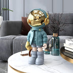 Dosker Astronaut Statues Spaceman Sculpture Polyresin Arts Gifts Light Blue Figurine Ornament Room Decor for Men,Home and Crafts Desktop Accessories Tabletop Decoration, Living Room, Office, Bookshelf