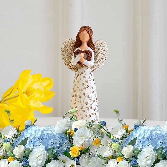 Remembrance Angel Figurines,Sympathy Gift for Loss of Loved One, Memorial Keepsake for Women - Sculpted Hand-Painted Figurine to Hold Each One Safely in Your Heart, Grief Gifts embracing Willow Heart