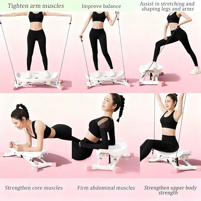 Stridon Balance Board for Adults - 3-in-1 Stepper with Resistance Bands & Portable Wobble Board Featuring LCD Monitor, 300 lbs Capacity Ski Balance Trainer for Full Body Workout at Home Gym