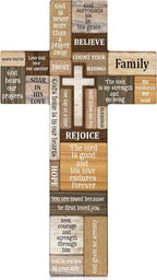 Jetec Cross Wall Decor Christian Wooden Cross Easter Religious Faith Biblical Verse Wall or Table Sign for Easter First Communion Gift Farmhouse Home Hanging Decoration(10.6 x 6.1 Inch)