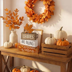 Lineshading 4 Pcs Fall Decoration for Home Wooden Maple Leaf Thanksgiving Table Centerpiece Rustic Thanksgiving Tiered Tray Decor Decorative Autumn Leaves Block Sign Farmhouse Autumn Decor for Kitchen