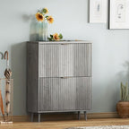 Shoe Cabinet Storage,Modern Freestanding Organizer with 2 Flip Drawers,Narrow Shoe Rack Cabinet for Entryway,Grey