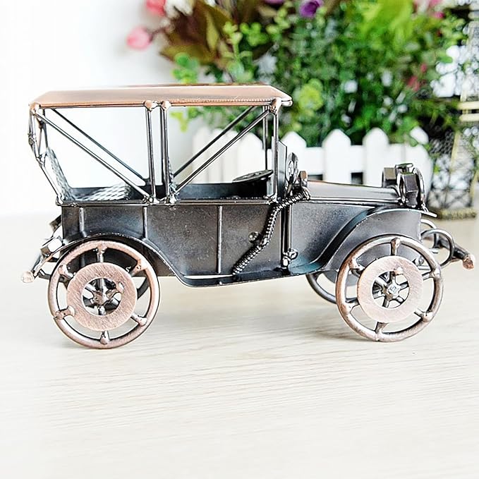 Metal Antique Vintage Car Model Home Décor Handmade Handcrafted Collections Collectible Vehicle (Bronze)