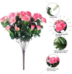 HyeFlora Artificial Faux Outdoor Flowers Plants for Spring Summer Decoration, Fake Silk Camellia UV Resistant Look Real for Planter Outside Front Door Porch Patio Balcony, 3 Large Bundles