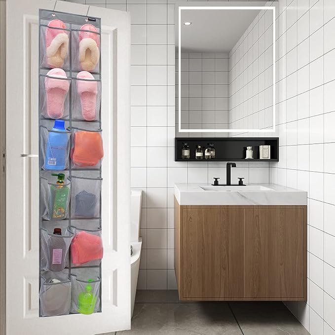 Behind Door Hanging Kids Shoes Organizer Closet Shoe Organizer Shoe Rack with 12 Mesh Pockets (12 Pockets)