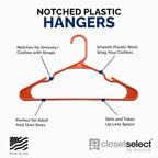 Plastic Hangers 50 Pack - Space Saving Clothes Hangers, Made in USA, Durable & Strong Plastic Shirt & Coat Hanger with Notches & Shoulder Grooves, Non-Slip Hangers | Bright Orange
