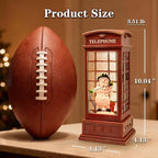 Large Snow Globes, Snowman Christmas Lantern,Glitter Vintage Phone Booth, 8 Songs, 6H Timer Battery & USB Powered, Music Box for Christmas Table Decorations