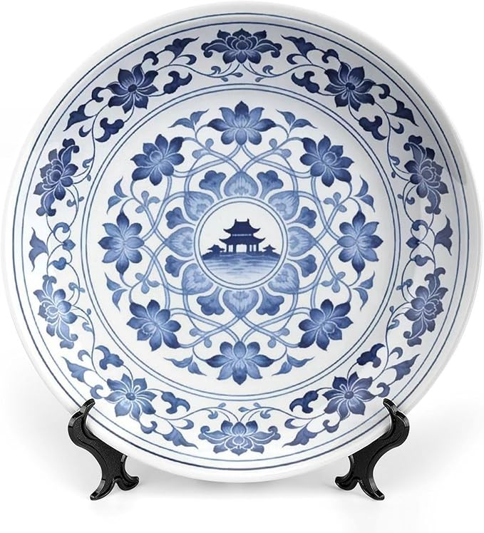 Chinese Style Blue And White Pattern-Q9 Bone China Decorative Plate, 10inch Wall Art Home Decor