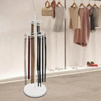 Floor Standing Belt Display, 66 Inch Tie Rack Belt Display Shelf with 31 Hooks, Adjustable Feet Belt Display Stand for Clothing Stores, Retail Stores (White)