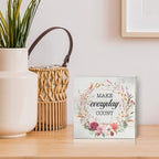 Inspirational Make Everyday Count Wood Box Sign Decor Rustic Motivational Quote Saying Wooden Box Sign Block Plaque for Wall Tabletop Desk Home Office Decoration