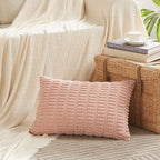 Fancy Homi 4 Packs Decorative Throw Pillow Covers for Living Room Couch Bed, Modern Farmhouse Boho Home Décor Accent Cushion Case, 24" x 16", Blush Pink