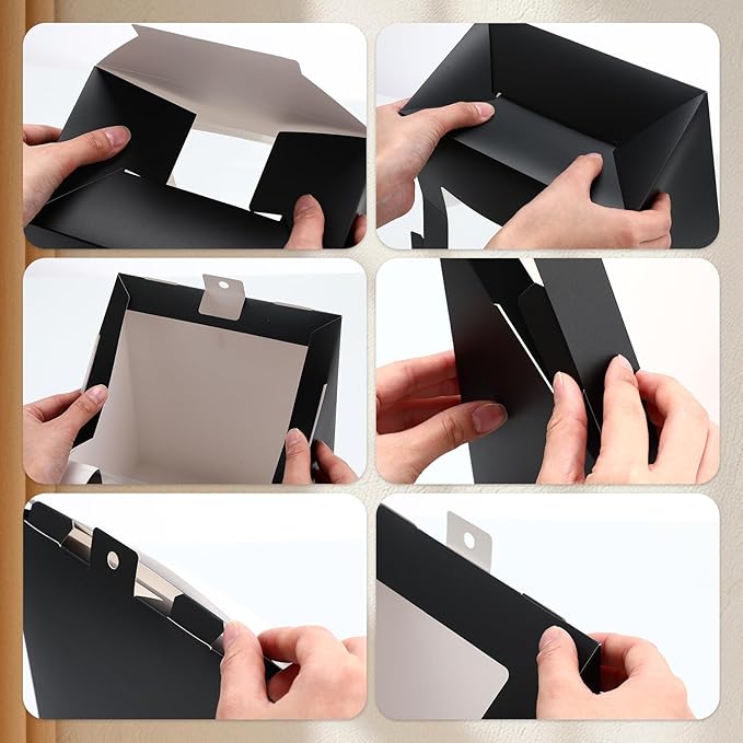 20 Pcs Modern Hat Boxes with Window Baseball Hat Organizer Display Box for Hat, 8.7 x 7.7 x 4.8, Black Paper Fold Storage Container Packing Box for Baseball Caps Dad Hat Billed Cap