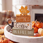 Lineshading 4 Pcs Fall Decoration for Home Wooden Maple Leaf Thanksgiving Table Centerpiece Thanksgiving Tiered Tray Decor Rustic Decorative Maple Leaf Block Signs Farmhouse Autumn Decor for Kitchen