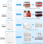 20Pack Thickened Space Saver Vacuum Storage Bags for Clothes with Hand Pump, (5 Jumbo+5 Large+5 Medium+5 Small) Vacuum Sealed Bags for Clothing, Comforters and Blankets