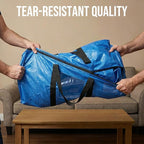 TAILI Extra Large Moving Bags, 4 Pack Blue Heavy Duty Totes For Storage with Visible Window, Wrap Around Handles, Storage Bags for Space Saving, Alternative to Moving Boxes