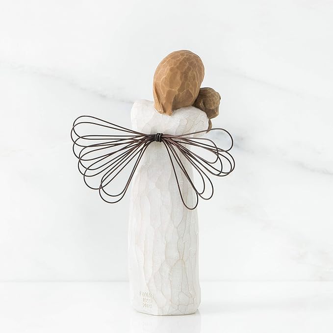 Willow Tree Angel of Friendship, for Those who Share The Spirit of Friendship, Angel Carrying Dog as Reminder of Loyal Pets and Friends, Present and Past, Sculpted Hand-Painted Figure