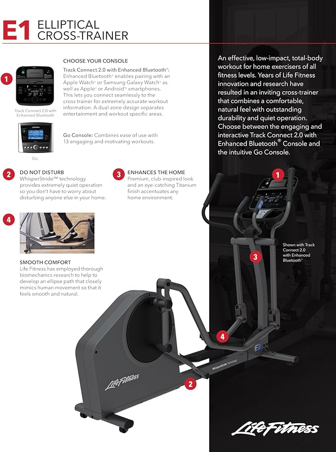 Life Fitness E1 Cross Trainer Elliptical Exercise Machine with Go Console