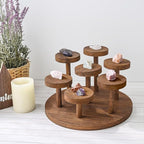 Ikee Design 7-Tier Wooden Display Riser for Jewelry, Accessories, and Collectibles items Wooden Jewelry and Figurine Display Risers, Multilevel Stand for Action Figures and Home Decor, Brown Color