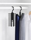 Tie Hanger for Men – 2 Pack Space-Saving Tie Organizer for Closet – Durable Plastic Scarf & Belt Hanger – 20-Tie Capacity Rack, Black – Closet Organizer for Ties, Scarves & Accessories