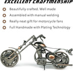 TRANSGOOD Handmade Motorcycle Model with Rolling Wheels, 9" Vintage Steampunk Bike Sculpture, Heavy-Duty Iron Desk Decor, Unique Biker Gift for Dad Husband, Industrial Man Cave Office Home Art