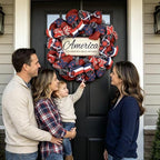 4th of July Decorations Outdoor Patriotic Wreaths for Front Door 250th Anniversary Decorations Red White and Blue American Flag Wreath (America 2)