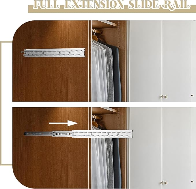 Blulu 1 Pcs 13.8'' Sliding Tie Rack Hanger for Closet, 25 Tie Pull Out Wall Mounted Extending Sturdy Metal Belt Organizer Holder for Men Belt Storage, Sliver
