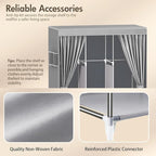 ALSO GO Portable Closet, Storage Organizer Wardrobe with Non-Woven Fabric Cover, with 3 Hanging Rods, 6 Storage Shelves and Side Pockets, Free Standing Clothes Rack with Non-Woven Fabric Cover, Grey